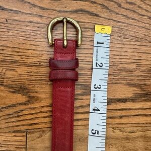 Lands' End Vintage Red and Gold Leather Belt size small / xs